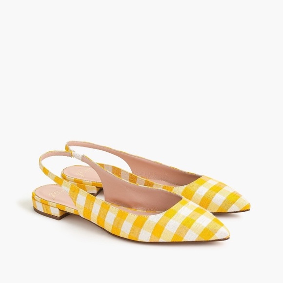 J. Crew Shoes - J Crew slingback flats in yellow ivory gingham